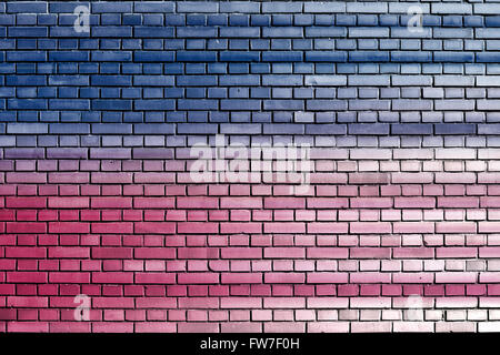 blue pink brick wall background Stock Photo