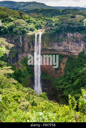 The Chamarel waterfall in Mauritius. Stock Photo