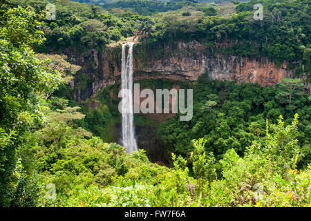 The Chamarel waterfall in Mauritius. Stock Photo