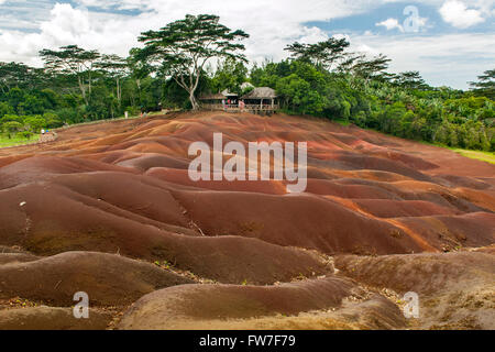 Seven coloured earths at Chamarel in Mauritius. Stock Photo