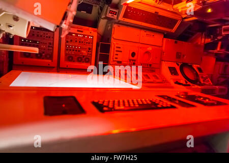 control room orange red light Stock Photo