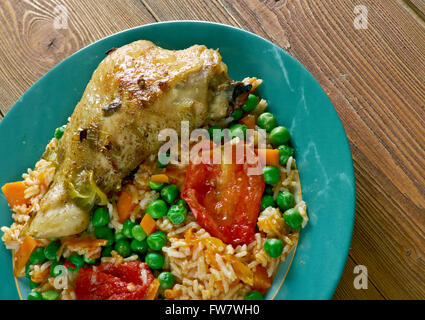 Arroz con pollo a la mexicana - Chicken and rice dish from Latin America Stock Photo