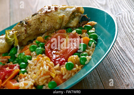 Arroz con pollo a la mexicana - Chicken and rice dish from Latin America Stock Photo
