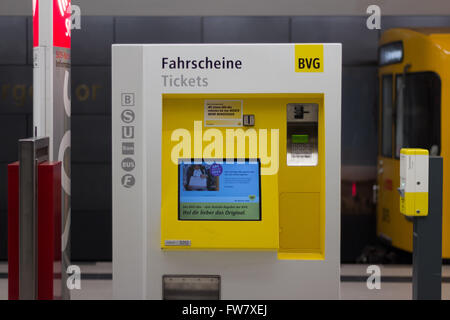BVG ticket vending machine in metro station in berlin, germany. Stock Photo