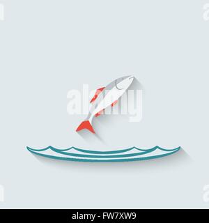 fish over water background - vector illustration. eps 10 Stock Vector