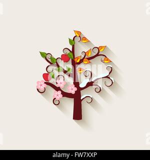 four seasons trees - vector illustration. eps 10 Stock Vector