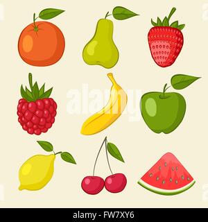 fruit and berries icons - vector illustration. eps 8 Stock Vector