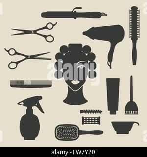 hairdresser icons set - vector illustration. eps 8 Stock Vector