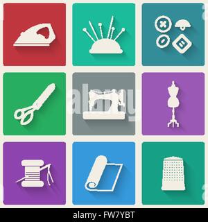 sewing icons set - vector illustration. eps 10 Stock Vector