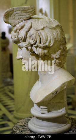 Bust of Antinous (111-130). Bithynian Greek youth an a favorite or lover of Hadrian. Roman work. 2nd century Ad. Marble. The State Hermitage Museum. Saint Petersburg. Russia. Stock Photo