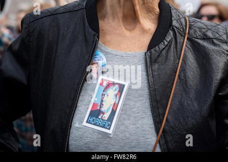 New York, NY - Approximately 200 Pro Choice advocates rallied in Columbus Circle, outside Trump Hotel and Towers, in response to the republican presidential candidate's remarks that women who get 'illegal' abortions should be punished. ©Stacy Walsh Rosenstock Stock Photo