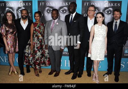 Los Angeles, CA, USA. 31st Mar, 2016. Alison Wright, Jeffrey Wright, Kerry Washinton, Wendell Pierce, Rick Famuyiwa, Eric Stonestreet, Zoe Lister Jones, Greg Kinnear at arrivals for CONFIRMATION Premiere from HBO Films, Paramount Studios Theatre, Los Angeles, CA March 31, 2016. Credit:  Dee Cercone/Everett Collection/Alamy Live News Stock Photo