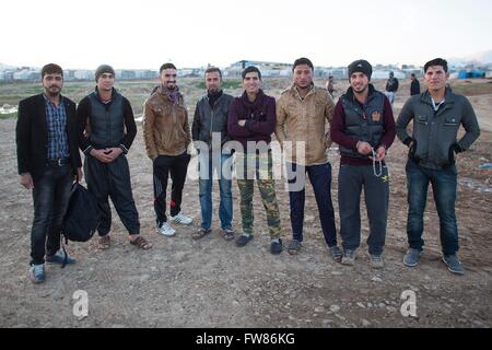 refugee men in Arbat refugee camp in Northern Iraq Stock Photo