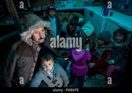 Interior of a tent in refugee camp in Northern Iraq Stock Photo