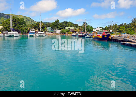 Hafen, Jetty der Insel La Digue, Seychellen Stock Photo