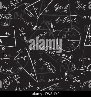 Mathematical seamless pattern on a chalkboard Stock Vector