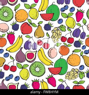 Hand-drawn fruit seamless pattern Stock Vector