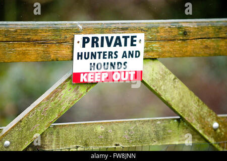 private keep out sign for hunters and hounds Stock Photo