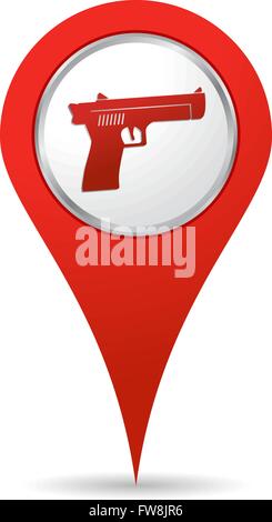 location gun icon in red color Stock Vector