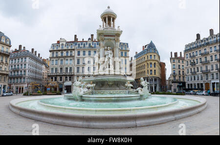 The water fountain on Jacobin's square in Lyon, France Stock Photo