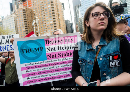 New York, NY - Approximately 200 Pro Choice advocates rallied in Columbus Circle, outside Trump Hotel and Towers, in response to the republican presidential candidate's remarks that women who get 'illegal' abortions should be punished. ©Stacy Walsh Rosenstock/Alamy Stock Photo