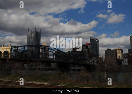 Downtown skyline taken from the southside Pittsburgh Pennsylvania Stock Photo