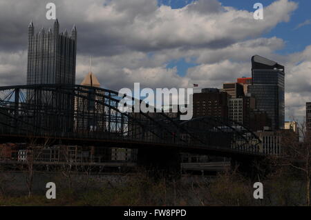 Downtown skyline taken from the southside Pittsburgh Pennsylvania Stock Photo