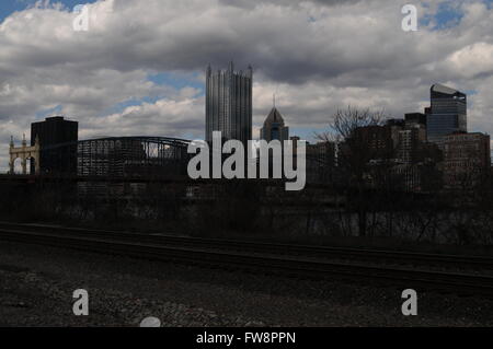 Downtown skyline taken from the southside Pittsburgh Pennsylvania Stock Photo