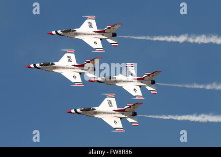 The U.S. Air Force Air Demonstration Squadron Thunderbirds performing at Izmir Air Show in Turkey, during the 100th Anniversary Stock Photo