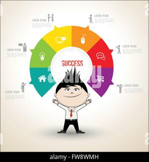 Vector circle concepts with business man / can use for info graphic / loop business report or plan / modern template / education Stock Vector