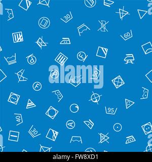 Laundry symbols on blue background seamless pattern Stock Vector