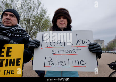 Sunday, March 20, 2016, Washington, DC USA: Anti-Israel protesters rally  in front of the White House against AIPAC - USA Stock Photo