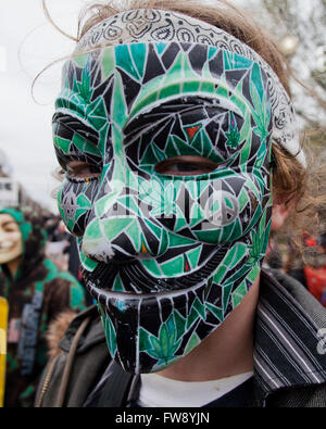 Closeup of someone wearing a Guy Fawkes mask - USA Stock Photo