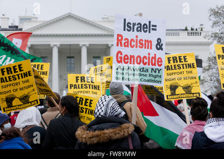 Sunday, March 20, 2016, Washington, DC USA: Anti-Israel protesters rally  in front of the White House against AIPAC - USA Stock Photo