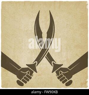 crossed arabian sabers old background. vector illustration - eps 10 Stock Vector