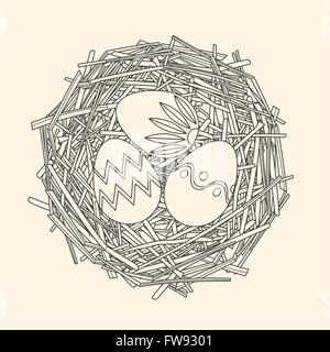 Surroundings tile helper Painted easter egg with straw nest Stock Vector Images - Alamy