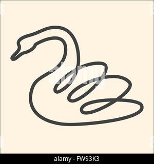 One line swan vector illustration Stock Vector