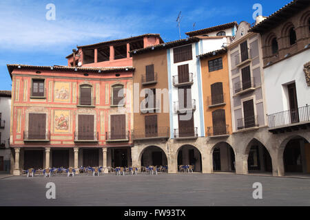 Plaza Mayor, main square of Graus, Aragon, Spain. Stock Photo