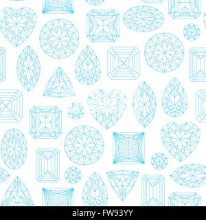Seamless pattern made of line art diamonds Stock Vector