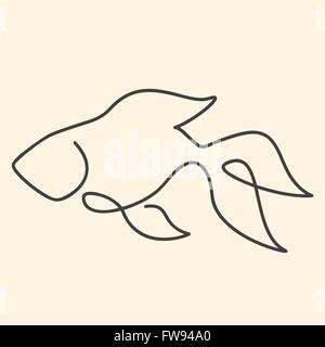 One line goldfish vector illustration Stock Vector