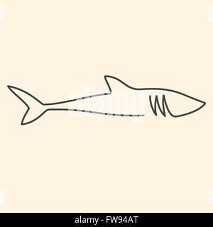 One line shark vector illustration Stock Vector