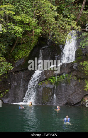 Lake Jocassee pontoon boat tour in Upstate South Carolina. Stock Photo
