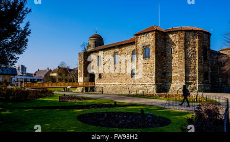 Colchester Castle, Essex, England now houses the Castle Museum featuring exhibits from Roman Colchester. Stock Photo