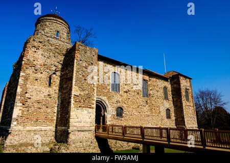 Colchester Castle, Essex, England now houses the Castle Museum featuring exhibits from Roman Colchester. Stock Photo