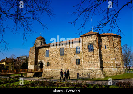 Colchester Castle, Essex, England now houses the Castle Museum featuring exhibits from Roman Colchester. Stock Photo