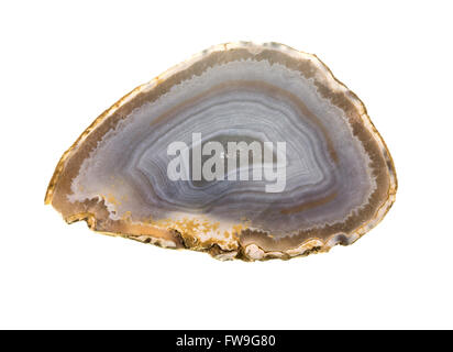 Slice of unpolished agate, a quartz variety of silicon dioxide, SiO2, Stock Photo