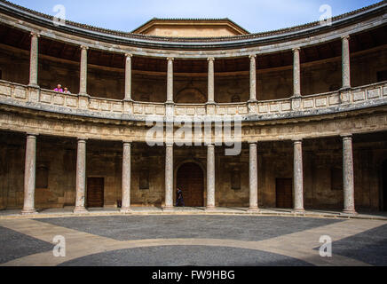 View Inside Carlos V palace in Alhambra. Granada, Spain Stock Photo