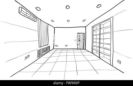 Simple Vector Sketch of Empty Room Stock Vector