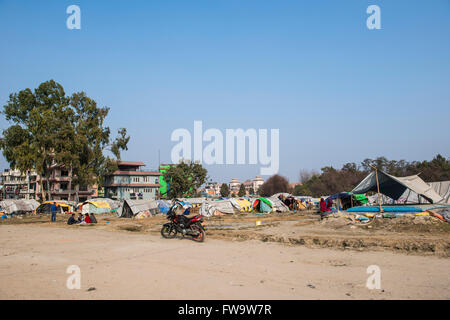 Nepal, Kathmandu,one year after the earthquake, Chhuchmepati refugee camp Stock Photo