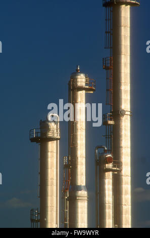 Oil Refinery Fractional Distillation Towers Stock Photo